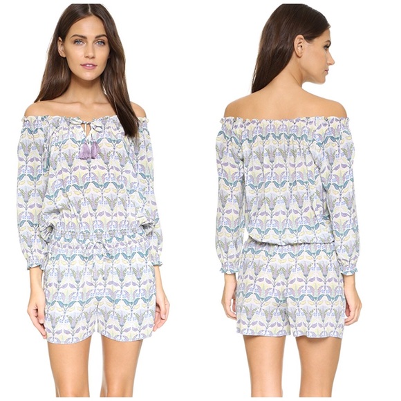 Tory Burch Mosaic Tassel Off The Shoulder Romper - Picture 2 of 8